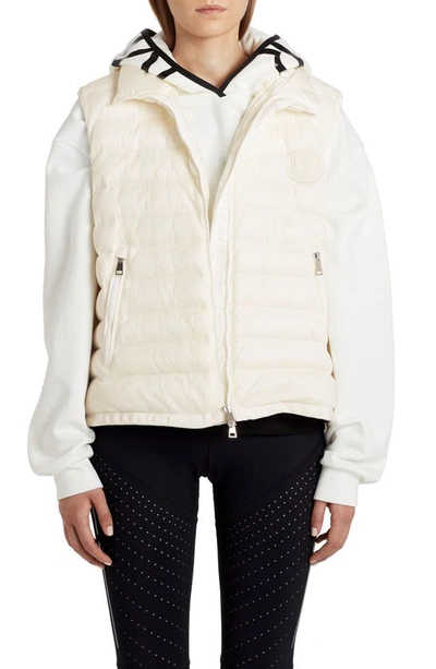 Moncler Protsion Mesh Overlay Down Puffer Vest In White