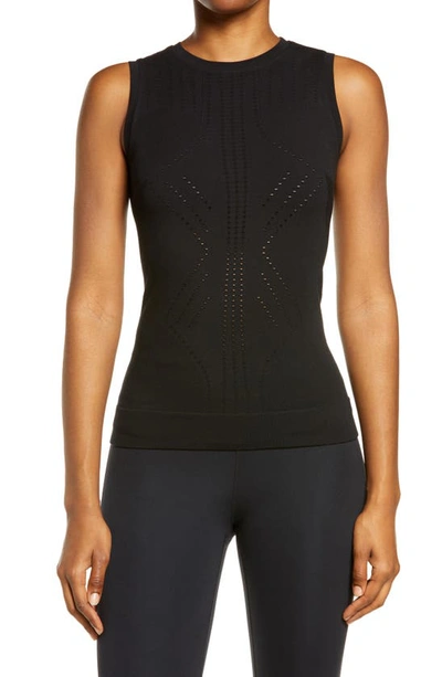 Blanc Noir Sleeveless Mesh Infinity Top In Black