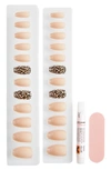 Static Nails Coffin Pop-on Reusable Manicure Set In Spotted Nude Cheetah