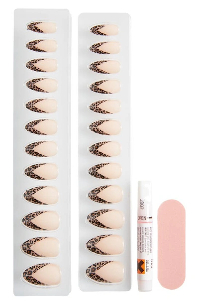 Static Nails Almond Pop-on Reusable Manicure Set In Cheetah French Mani