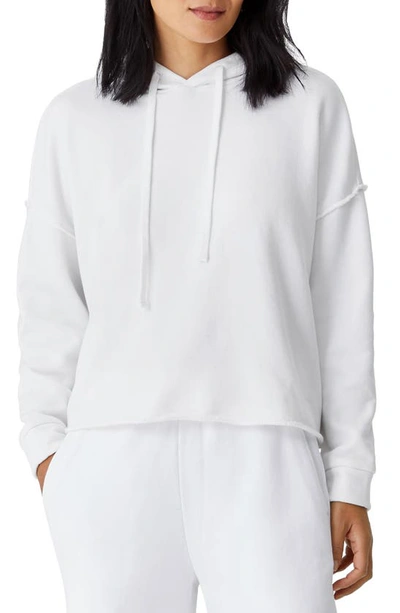 Eileen Fisher Organic Cotton French Terry Cropped Hoodie In White