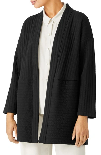 Eileen Fisher Organic Cotton Stretch Jersey Hooded Jacket In Black