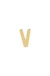 Stone And Strand Initial Single Stud Earring In Yellow Gold/ V
