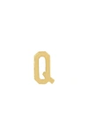 Stone And Strand Initial Single Stud Earring In Yellow Gold/ Q