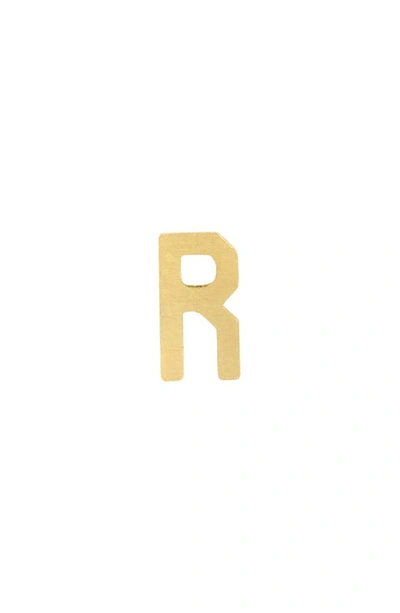 Stone And Strand Initial Single Stud Earring In Yellow Gold/ R