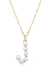Stone And Strand Pearl Initial Pendant Necklace In Yellow Gold/ J