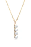 Stone And Strand Pearl Initial Pendant Necklace In Yellow Gold/ I