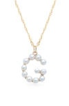 Stone And Strand Pearl Initial Pendant Necklace In Yellow Gold/ G