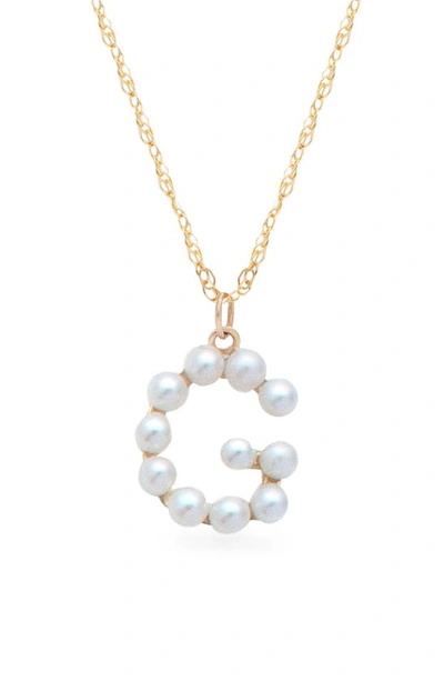 Stone And Strand Pearl Initial Pendant Necklace In Yellow Gold/ G