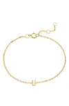 Stone And Strand Initial 10k Gold Bracelet In Yellow Gold/ U