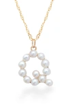 Stone And Strand Pearl Initial Pendant Necklace In Yellow Gold/ Q