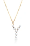 Stone And Strand Pearl Initial Pendant Necklace In Yellow Gold/ Y