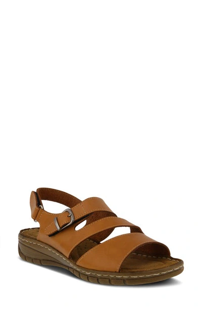 Flexus By Spring Step Harrisa Sandal In Camel Patent Leather