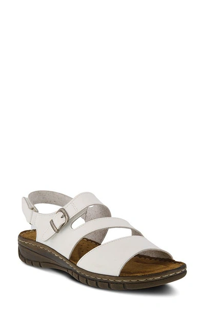 Flexus By Spring Step Harrisa Sandal In White Patent Leather