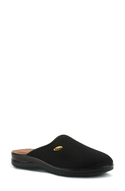 Flexus By Spring Step Scuff Slipper In Black Fabric