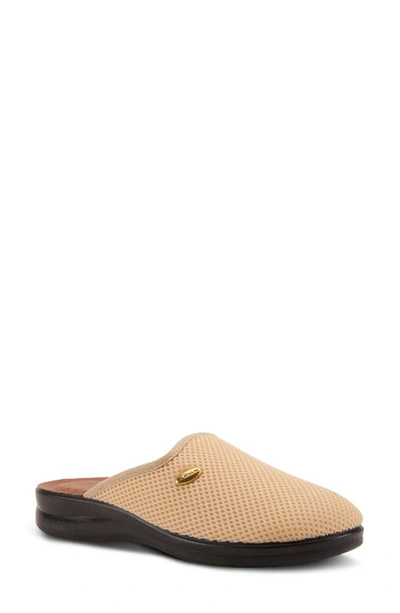 Flexus By Spring Step Scuff Slipper In Beige Fabric