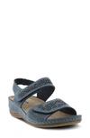 Flexus By Spring Step Revi Sandal In Blue Nubuck Leather