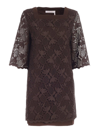 See By Chloé Pineapple Lace Shift Minidress In Brown