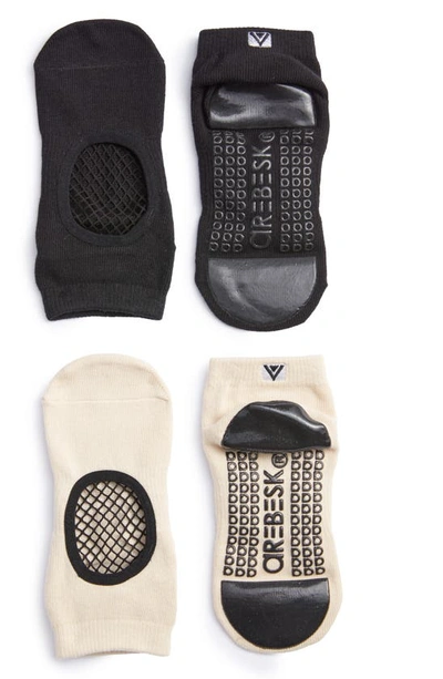 Arebesk Phish Net Assorted 2-pack Ankle Socks In Black / Nude