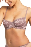 Montelle Intimates Flirt Lace Underwire Demi Bra In Almond Spice