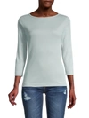 Three Dots Women's Cropped-sleeve Knit T-shirt In Dusty Blue