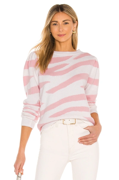 Milly Zebra Intarsia Sweater In Blush & Ecru