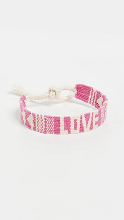 Maison Irem Message Woven Bracelet In Pink/love