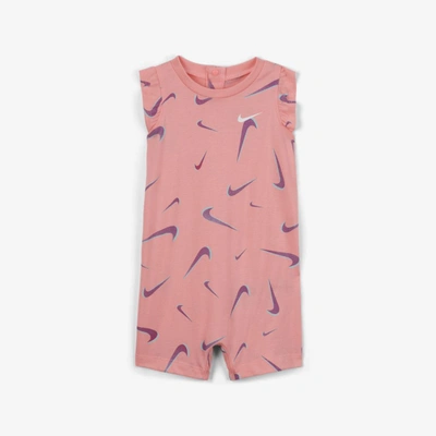 Nike Baby Girls Logo-print Romper In Pink