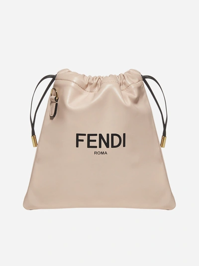 Fendi Logo Nappa Leather Small Pouch Bag In Pink