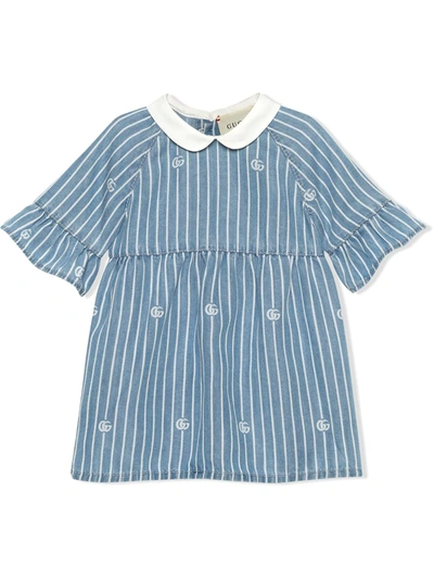 Gucci Baby's Lyocell Dress With Gg Stripe In Blue