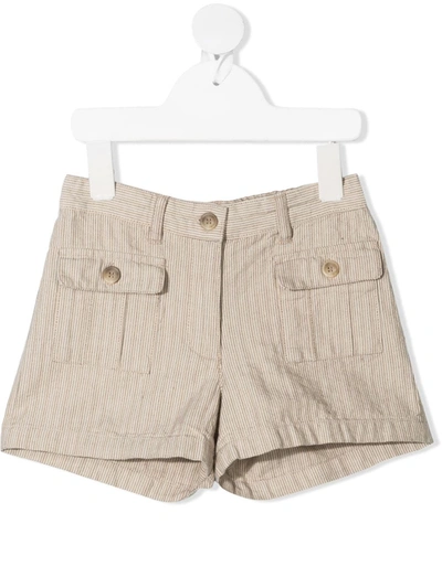 Bonpoint Teen Saona Striped Shorts In Beige