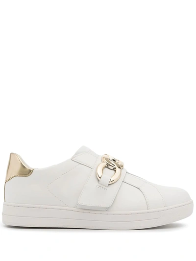 Michael Kors Kenna Chain Link Leather Sneaker In White