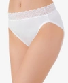 Vanity Fair Flattering Lace Cotton Stretch Hi-cut Brief Underwear 13395, Extended Sizes In Star White