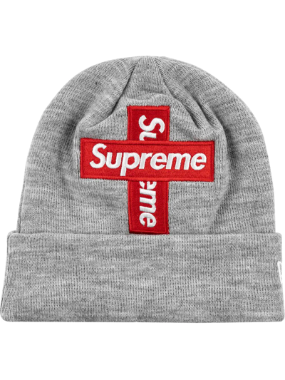 Supreme New Era Cross Box-logo Beanie "fw 20" In Grey