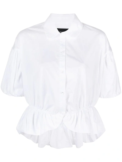Simone Rocha White Peplum Frill Short Sleeve Shirt