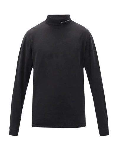 Alyx Logo-print Cotton-blend Long-sleeved T-shirt In Black