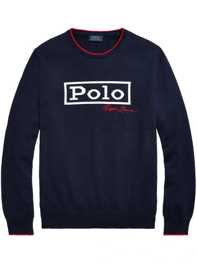Polo Ralph Lauren Blue Polo Logo Knitted Sweater