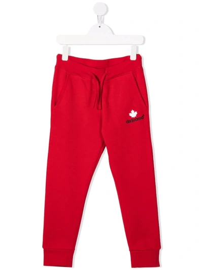 Dsquared2 Kids' Logo-print Drawstring Track Trousers In Red