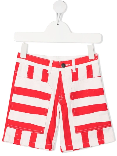 Stella Mccartney Kids' Striped Denim Shorts In Multicolor