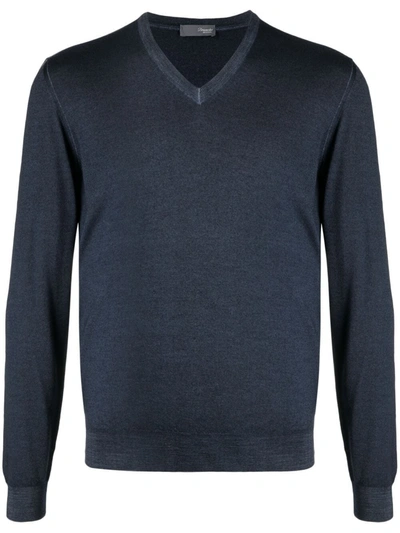 Drumohr Navy Blue V-neck Sweater