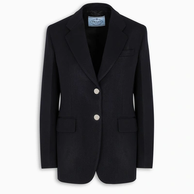 Prada Jacket In Blue Gabardine