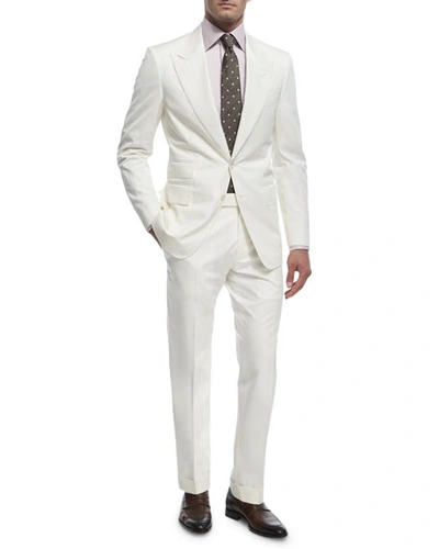 Tom Ford O'connor Base Cotton Two-piece Suit In Ivory