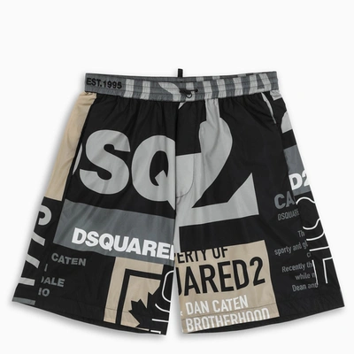 Dsquared2 Logoed Nylon Shorts In Multicolor