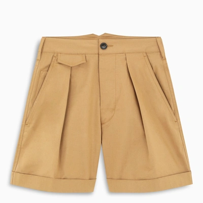 Dsquared2 Camel Pleated Shorts In Beige