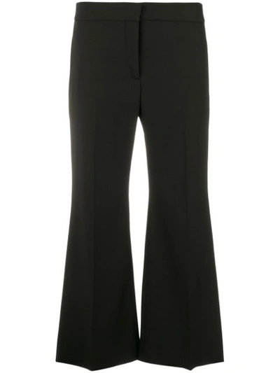 Valentino High-rise Flared-leg Cropped Silk Pants In Black