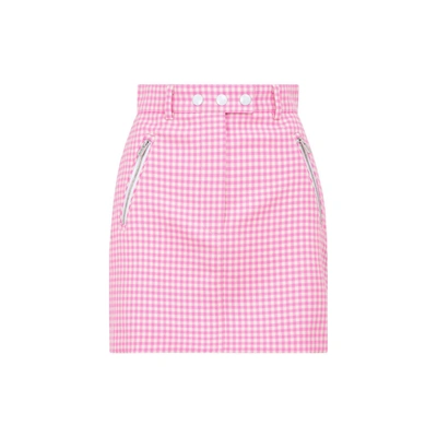 Miu Miu Pink/white Houndstooth Mini Skirt