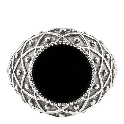 Emanuele Bicocchi Onyx Stone Ring In Silver In Black