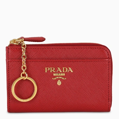 Prada Red Key Holder With Pocket