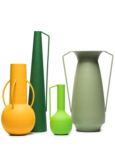 Pols Potten Roman Powder-coated Metal Vases Set Of Four In Green