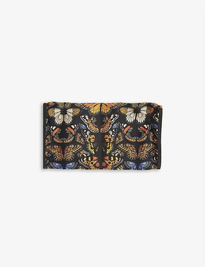 Emily Carter Butterfly-print Silk Face Covering In Black White